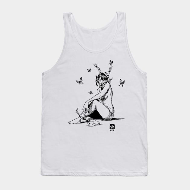 Bunny Girl with Butterflies Tank Top by Novanim